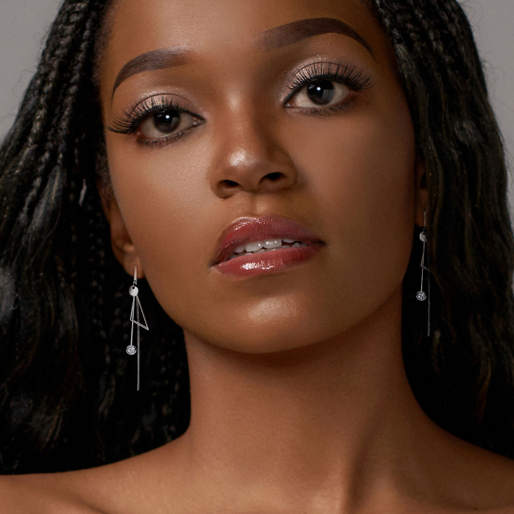 Oorbel SE21400 (Kettinkjes en driehoek)